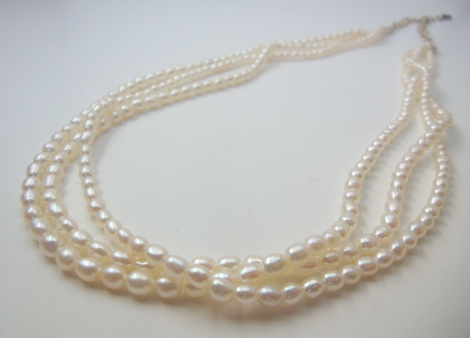 Freshwater Rice Pearl 3-strand Necklace