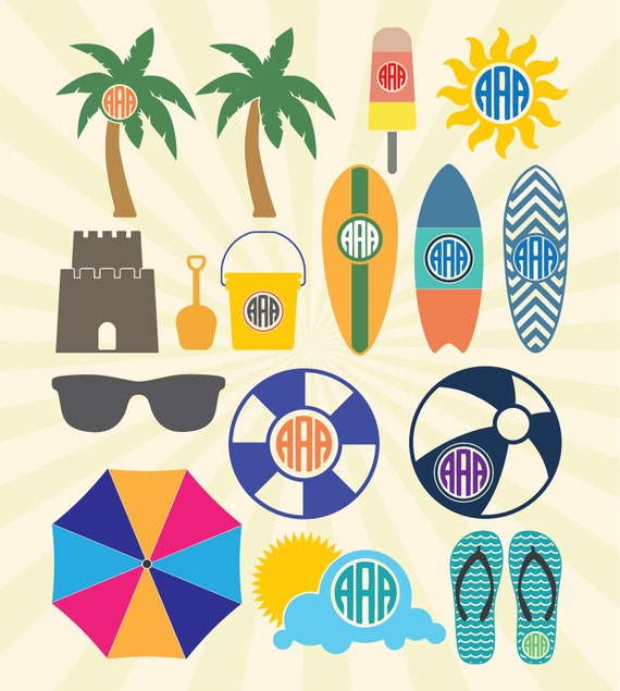 Download Summer Beach Monogram SVG Frame Summer SVG Beach SVG Summer