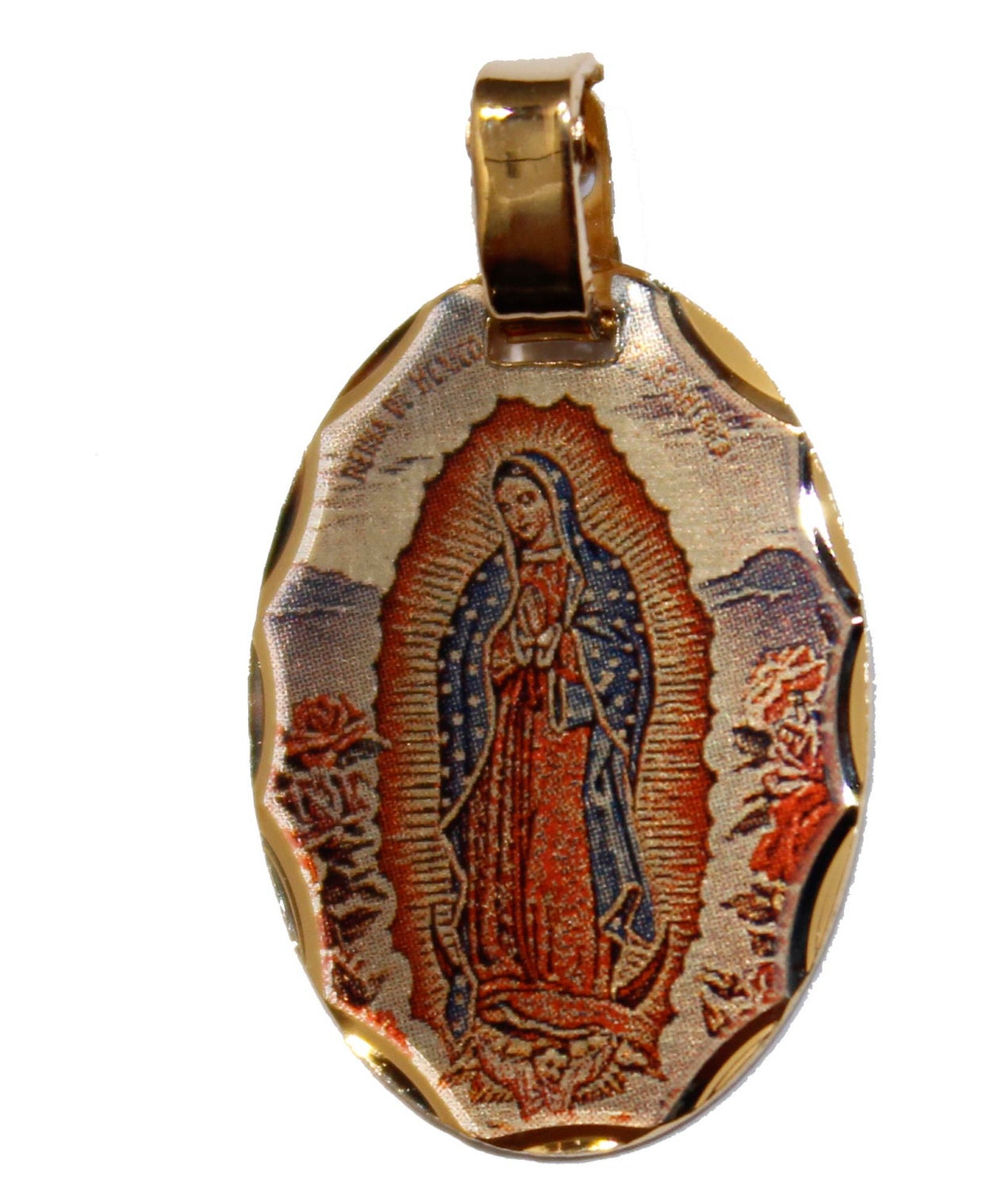 Virgen De Guadalupe 18k Gold Plated Medal With 18 Inch Chain