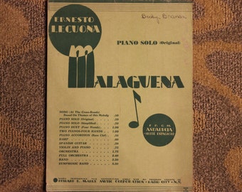 Ernesto Lecuona - Piano Solo (Original) - Malaguena, from Andalucia, Suite Espagnole | Sheet Music Instructional - Circa 1929