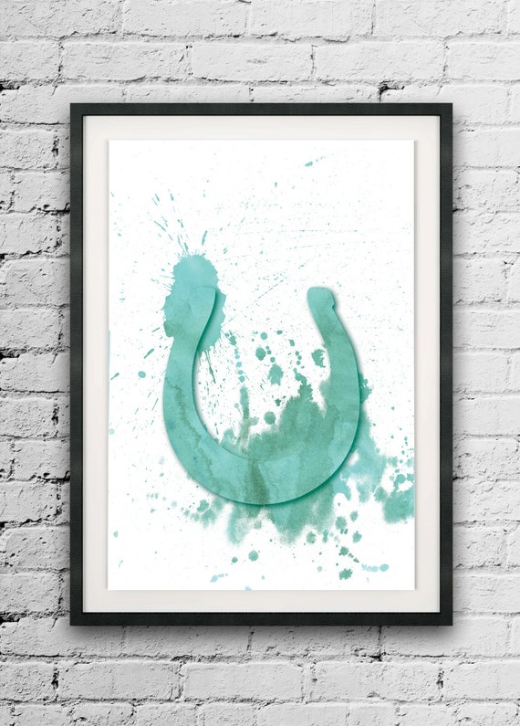 Watercolor Print Horse Shoe Lucky Horseshoe Abstract