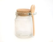 5 Glass Jars with Mini Wooden Spoon | Set of 5 Jars with cork top and wooden spoon