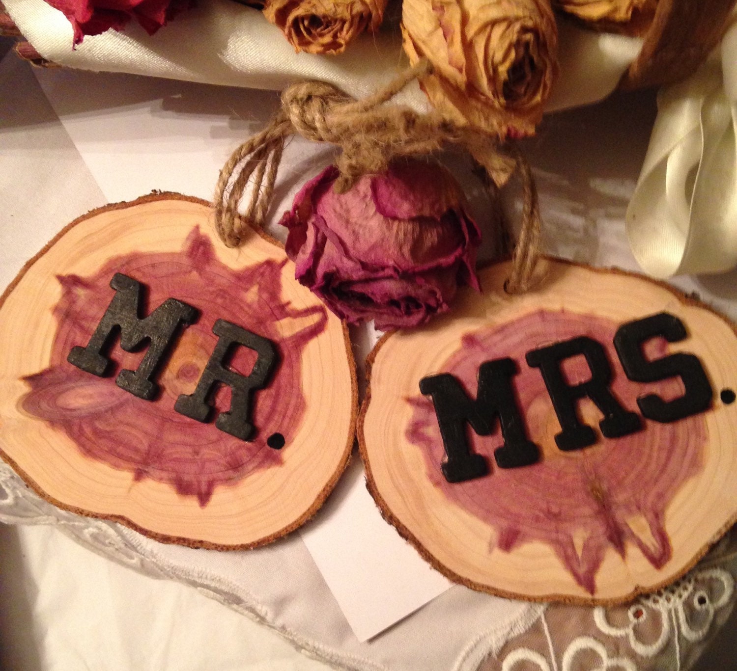 Rustic Cedar Wedding Decorations: Mr. And Mrs. Signs Bride