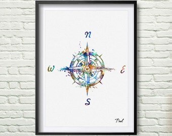 Compass watercolor | Etsy