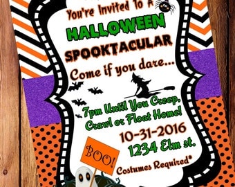 Halloween, Spooktacular. Party Invitation, Halloween Bash, Halloween Birthday, Party, Halloween Invites, Costume party, (Digital File)
