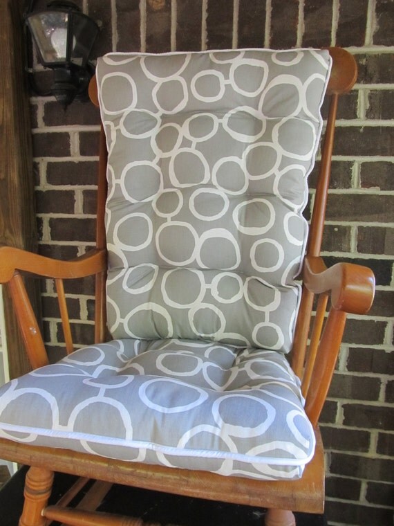 Custom Country Rocking Chair Cushion Set in Grey by CottageAccent