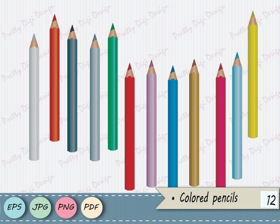 Items similar to Colored pencils, EPS, jpg, png, pdf, pencils clipart, colors clip art, back to ...