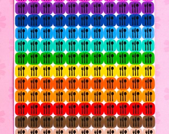 Meal Stickers for your ECLP, Filofax, Happy Planner or PPP - 176 Stickers (Rainbow)