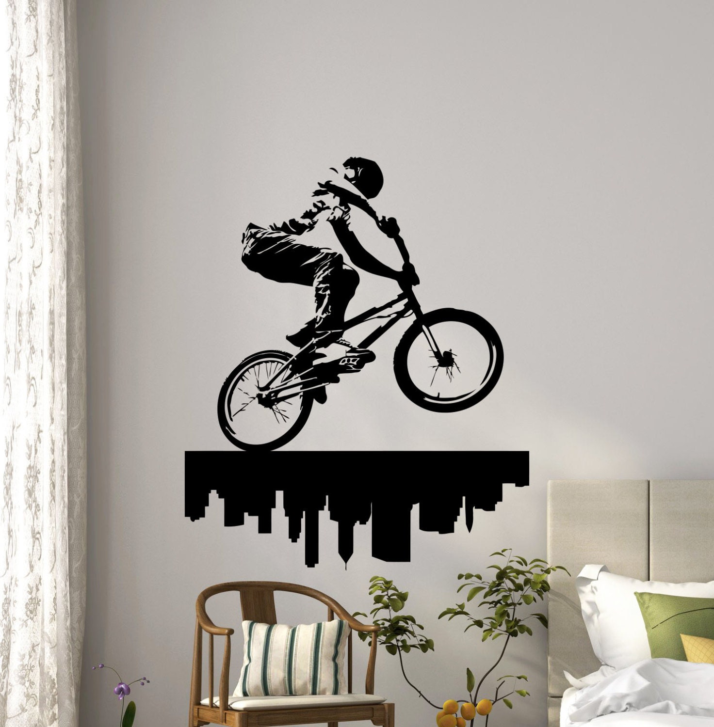 BMX Bicyclist Bike Wall Vinyl Decal Extreme Sport Freestyle