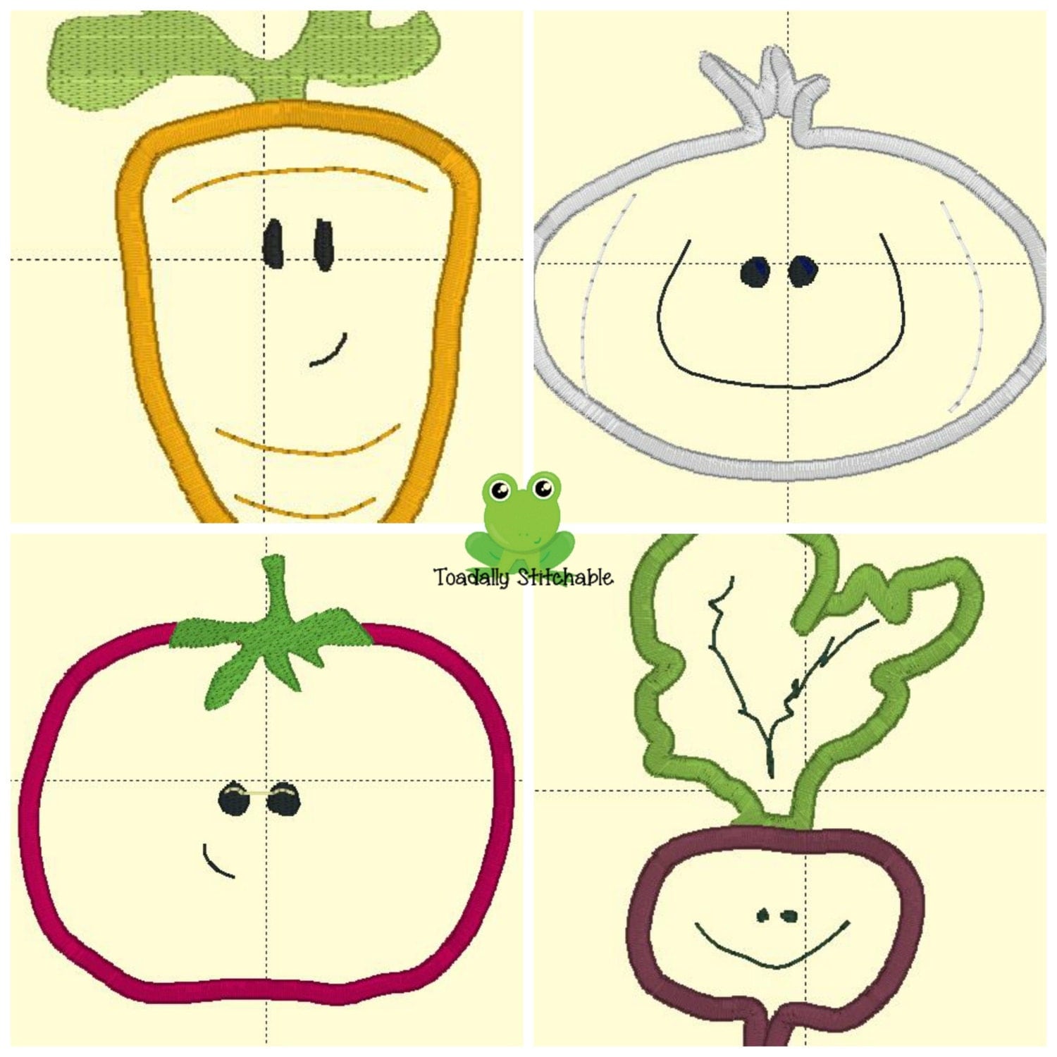 vegetable garden embroidery design set applique vegetables
