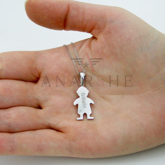 Boy baby name necklace in sterling silver metal by ShopAnarshe