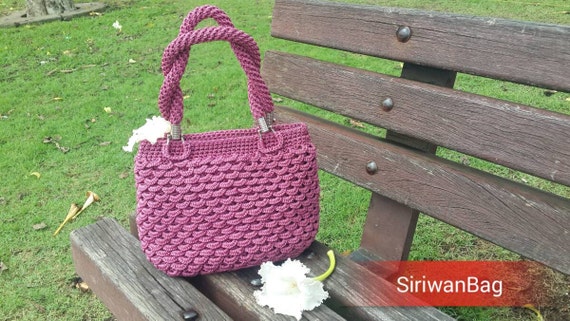 SALE,Purple-pink Crochet Bag,hand bags,knitting rope,for her,I ship worldwide