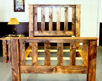 Items similar to Reclaimed wood and iron pipe bed. on Etsy