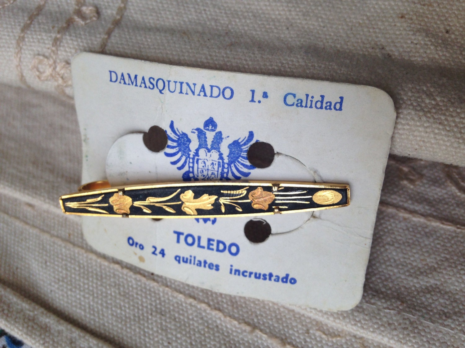 Vintage Damascene Tie Clip Spanish Tie Clip Toledo by DuckCedar