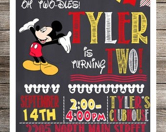 Mickey Mouse Birthday Digital Invitation, Boys Birthday Invitation, Childs Invitation, Birthday Party Invitation, Printable Invitation