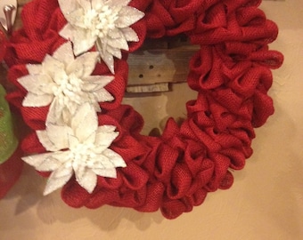 Christmas glittered flower wreath