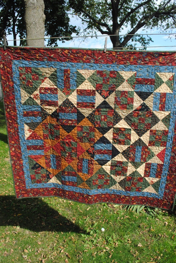 Handmade Lap Quilt/Throw in Kansas Troubles 100% Cotton