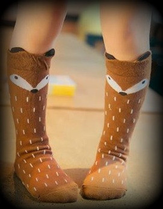 Brown Fox Socks-knee high fox socks-Fox knee by TrendyTribe