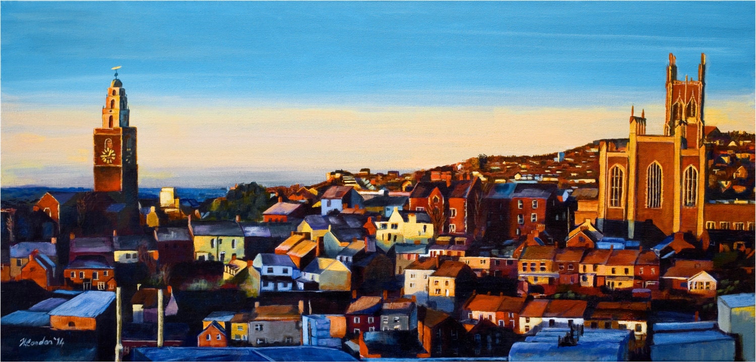Cork City High Quality Gilcée Print 80x38 cms Painting by
