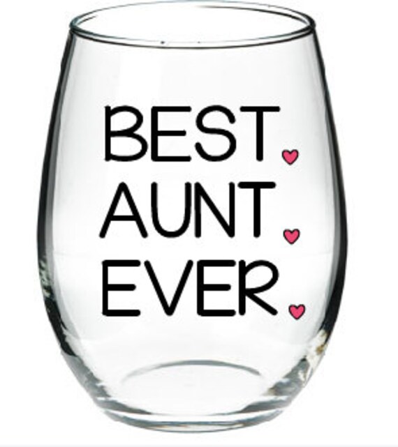 Best Aunt Ever Wine Glass Stemless Wine Glass by BloominDesigns4U