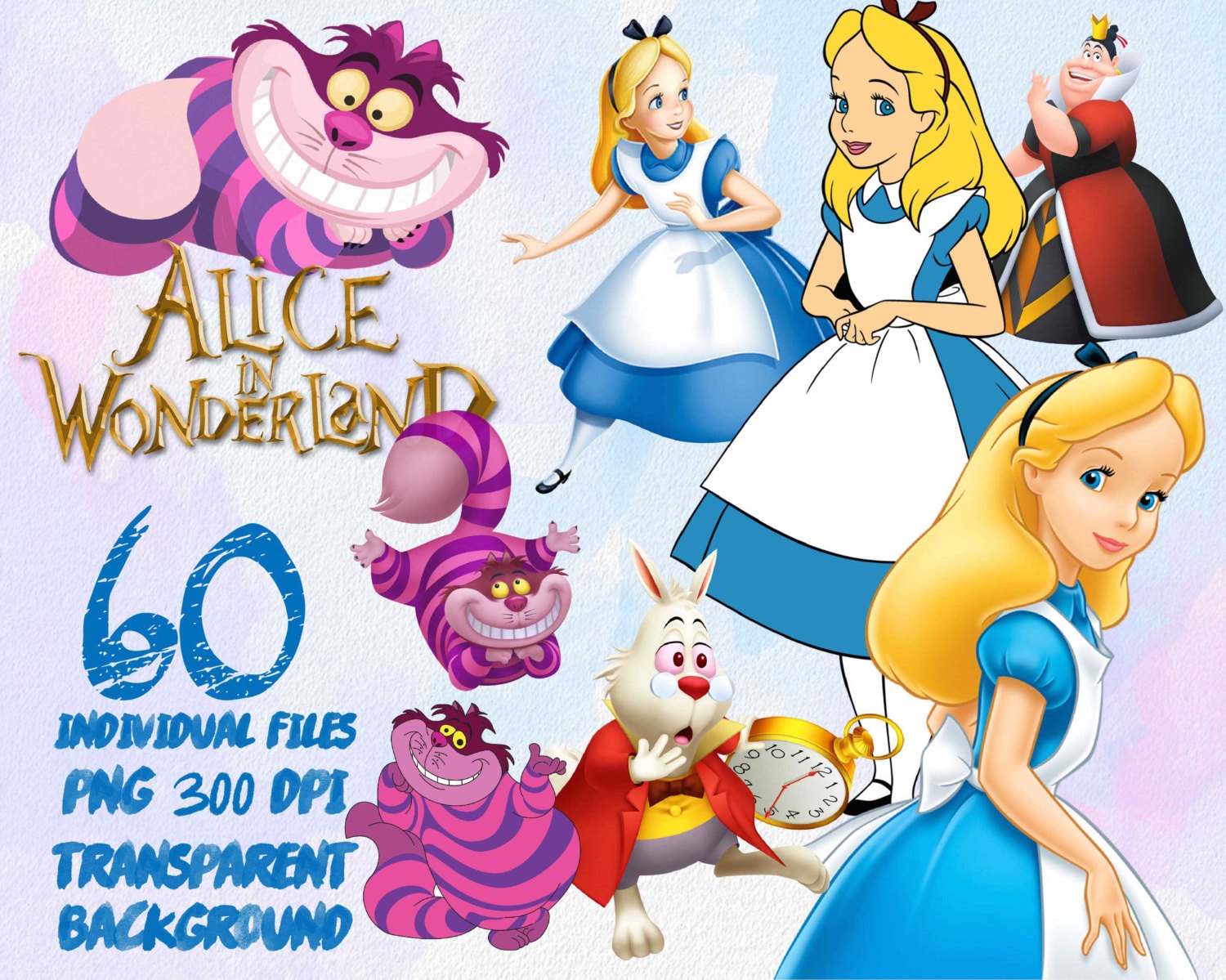 Alice in Wonderland Clip Art PNG transparent 300dpi