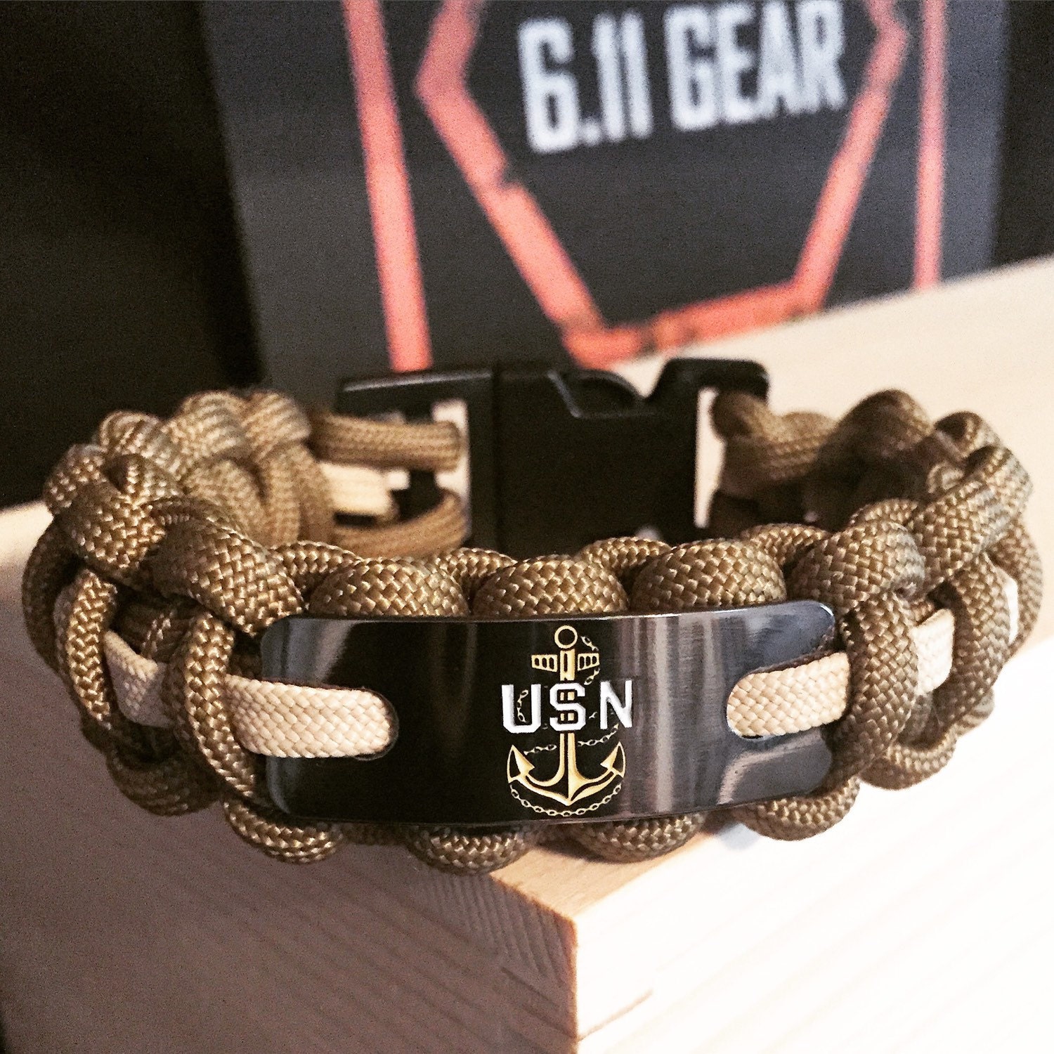 US Navy Chief engraved paracord bracelet