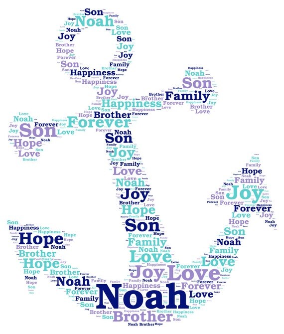 Personalised word art Anchor design typography gift idea for