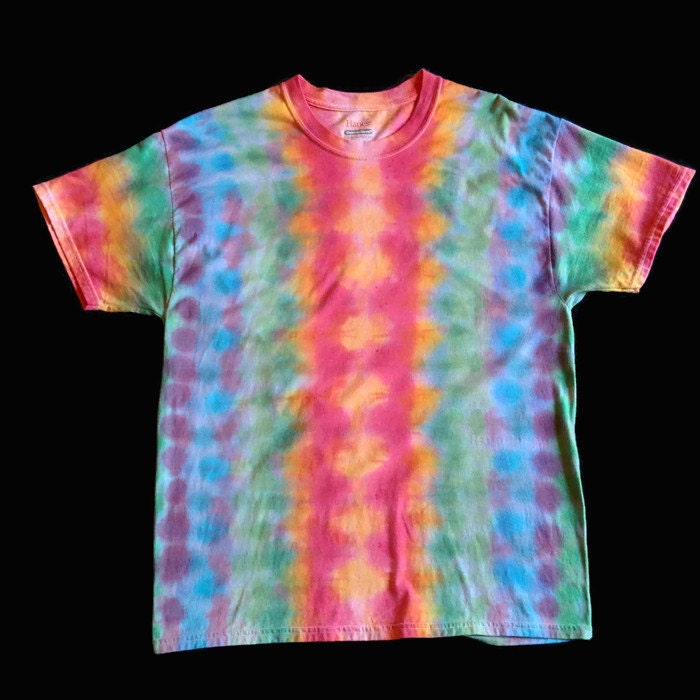 Rainbow Striped 100% Cotton Tie Dye T-shirt by MountainLoafers