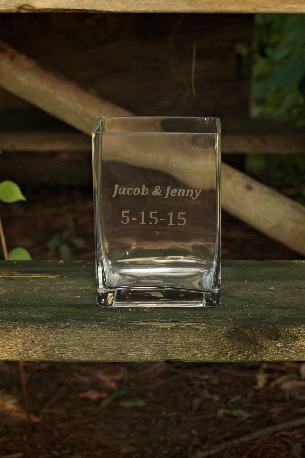 Etched Glass Vase / Personalized Wedding Vase / Custom Wedding