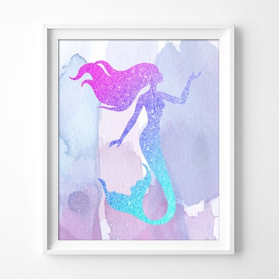 Pink Purple Blue mermaid print Glitter mermaid Baby Girl