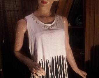 redesigned, off white fringed t shirt by TzNThingz