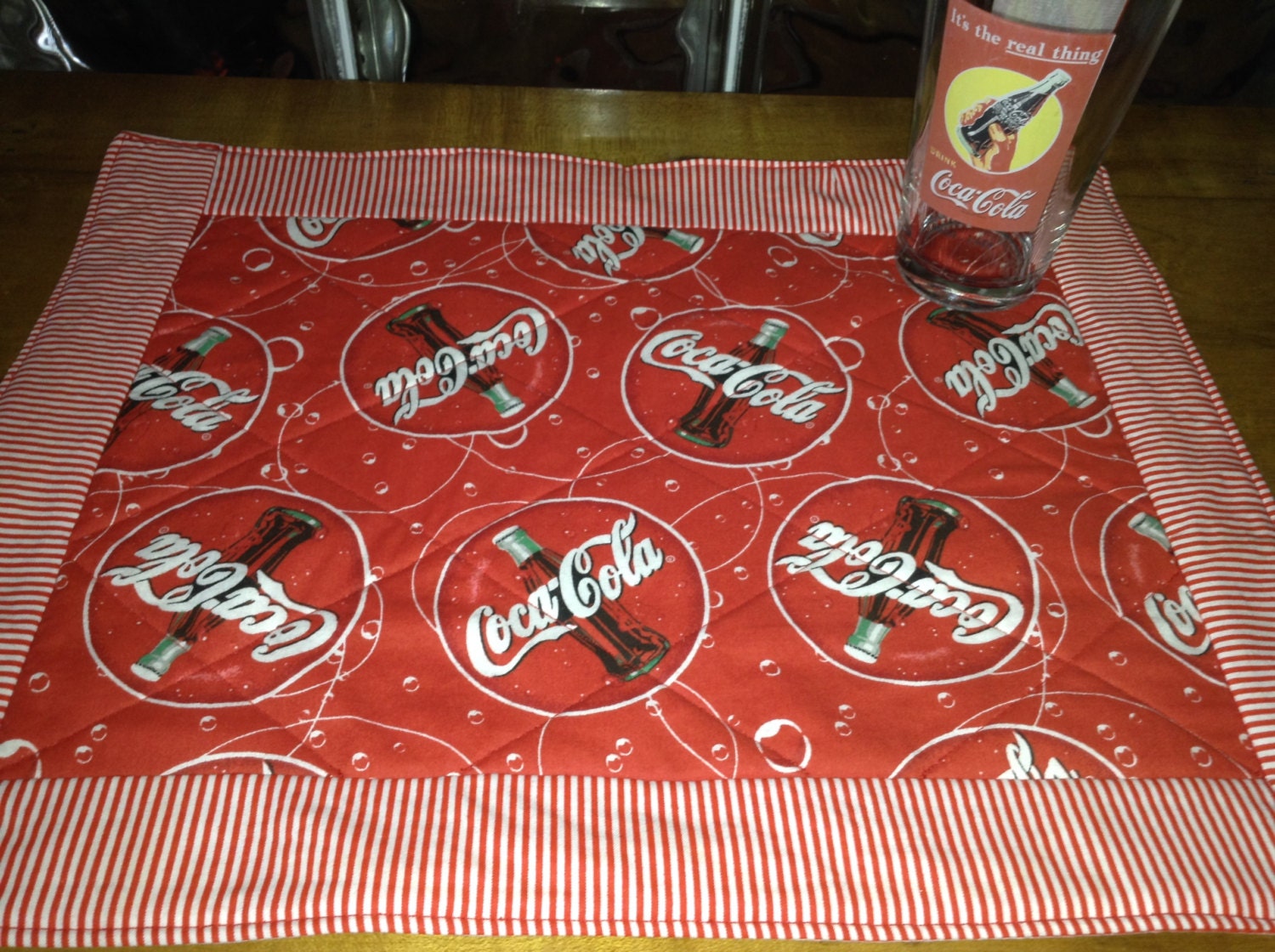 Coca-Cola quilted cotton print placemats reversible