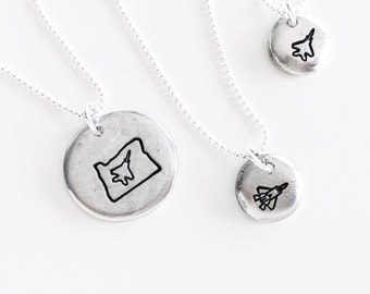 Mini F-15 or F-22 Stamped Necklace // Fighter Jet Jewelry // Hand Stamped by Shyla Moon