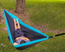 Lightweight Nylon Double Camping Hammock & Tree Straps- Great For Travel, Hiking, Backpacking and Gift Idea