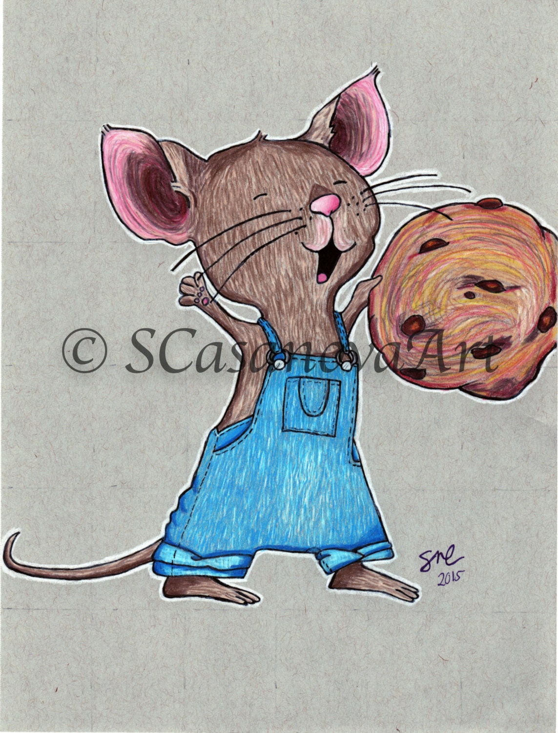 If You Give A Mouse A Cookie Cartoon Drawing Art Print