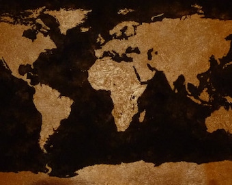 World map, painting, quadro mappa mondo 20.4" (52 cm) x 12.6" (32 cm)