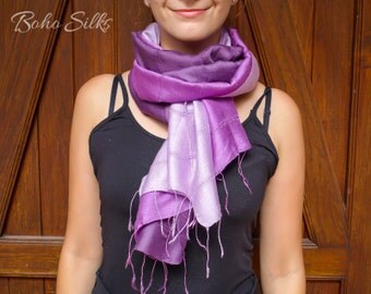 Purple Scarf, Purple Silk Scarf, Purple Ombre Scarf, Lap Scarf, Scarf for Women, Gift Ideas For Friends, Womens Scarf, Scarves and Wraps
