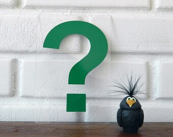 Green Rigid Plexiglass Question Mark / Gas Station Letters / Industrial Letters / Question Mark Placard