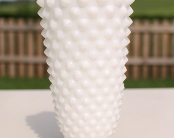 Fenton Hobnail Milk Glass Small Crown Top Vase