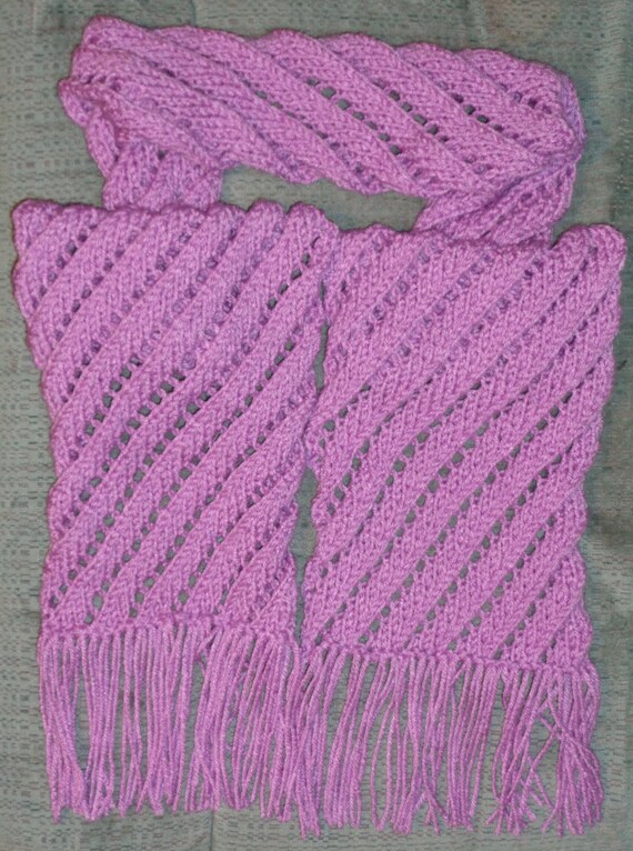 Knitting Pattern Diagonal Eyelets Scarf