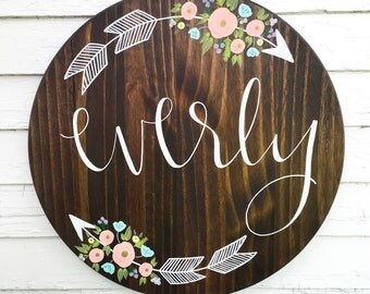 Custom Name Sign - with floral arrows