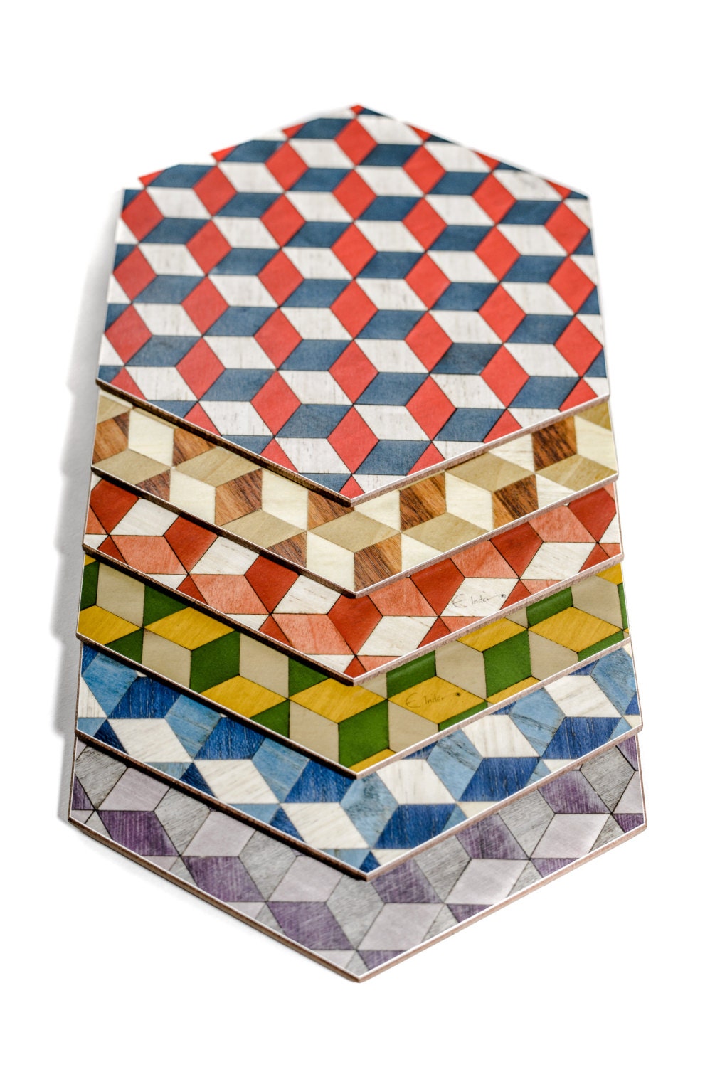 6 Placemats Hexagon Placemats Art Deco Placemats by EInderDesigns