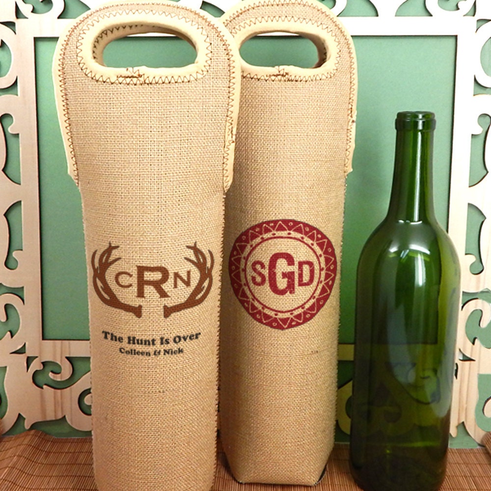 monogrammed insulated wine tote