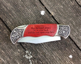 Custom Engraved Knife, Groomsman Gift, Engraved Knife, Rosewood Knife, Gift, Stocking Stuffer, Christmas Gift, Birthday Gift,