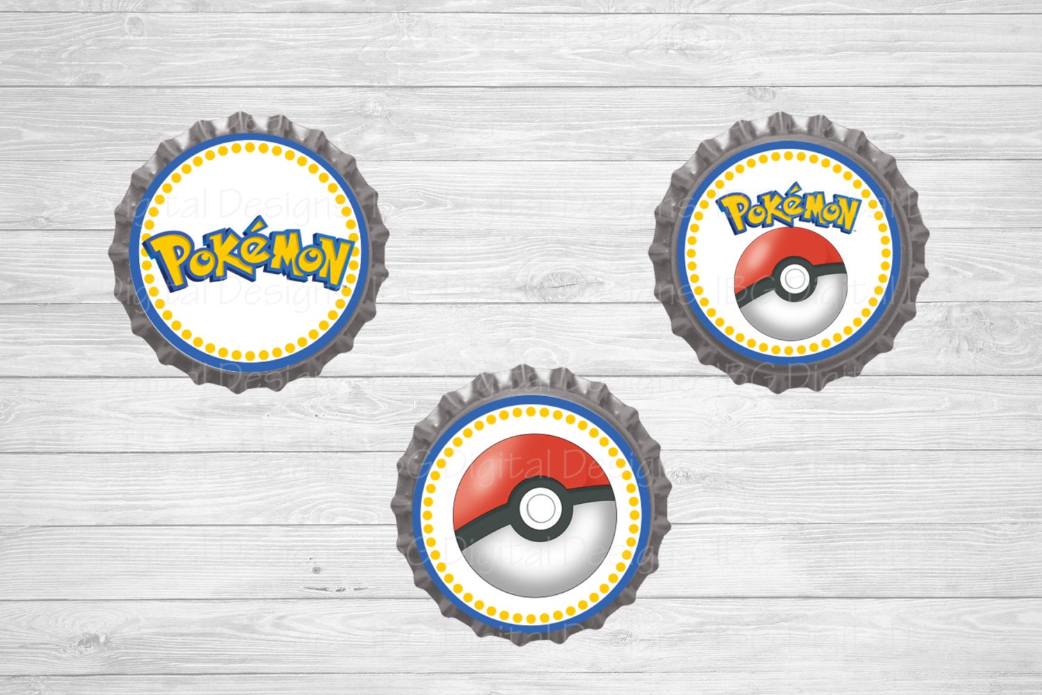 Pokemon Bottle cap images Print at home 1 inch circle