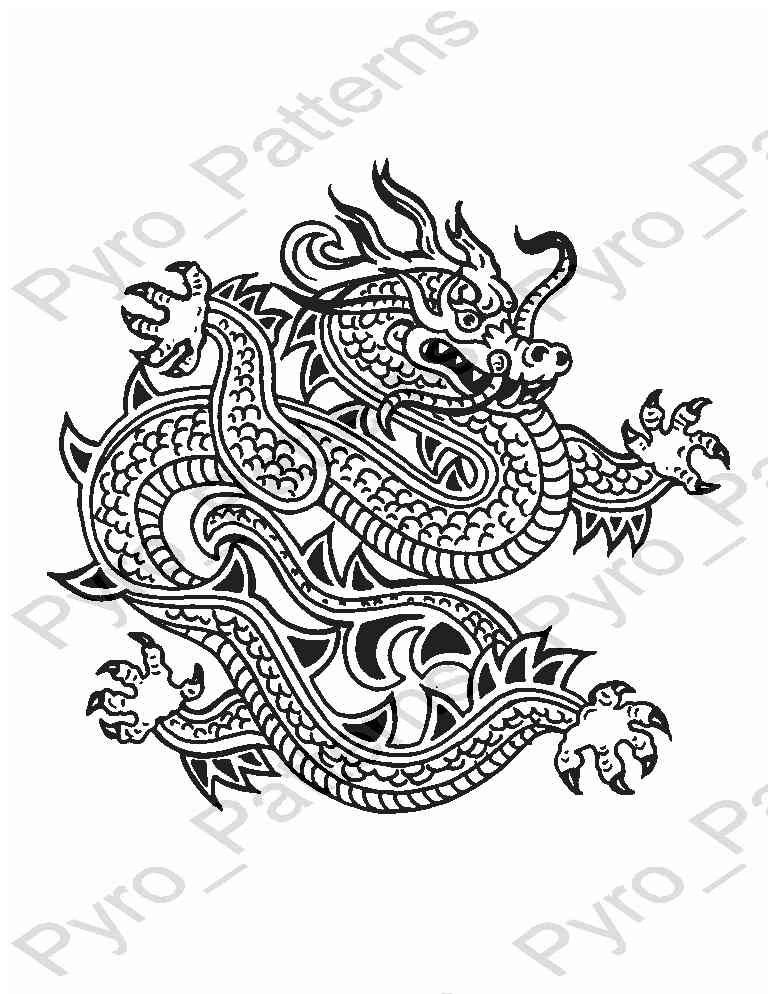 Pyrography Wood burning Chinese Dragon Pattern Printable Stencil ...