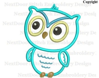Owl embroidery design blue boy owl, kids owl, machine embroidery applique download, owl-050
