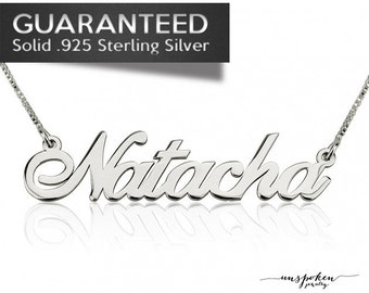 Sterling Silver 0.925 • Custom Name Necklace • Box or Rolo Chain • Classic Cursive Script Necklace • Free Shipping