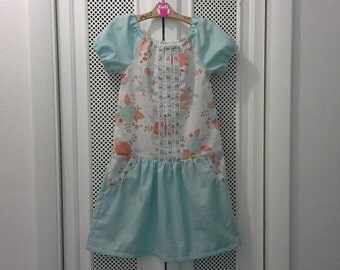 Girls Dress, Peasant Dress, Drop Waist Dress, Size 7