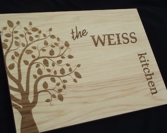 10x13 Cutting Board-FAMILY KITCHEN personalized . HICKORY Perfect gift for parents, grandparents, weddings and Christmas Ships Fast!
